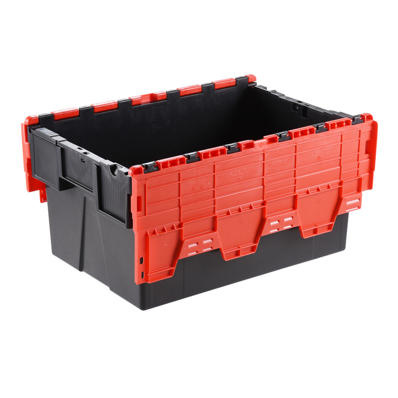Euro Container 77L with Attached Lid 600 x 400 x 400mm - Red Lid