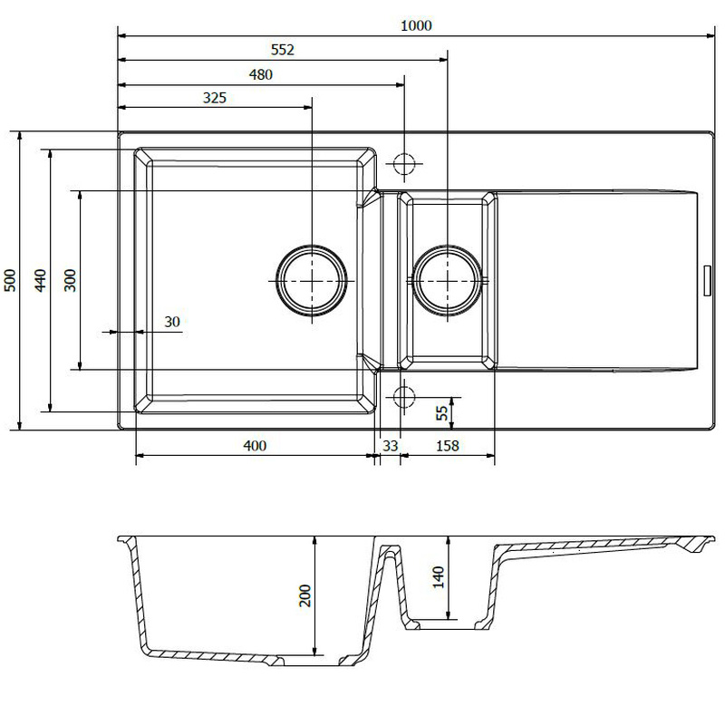 Reginox Amsterdam Reversible Composite Kitchen Sink & Drainer 1.5 Bowl Black