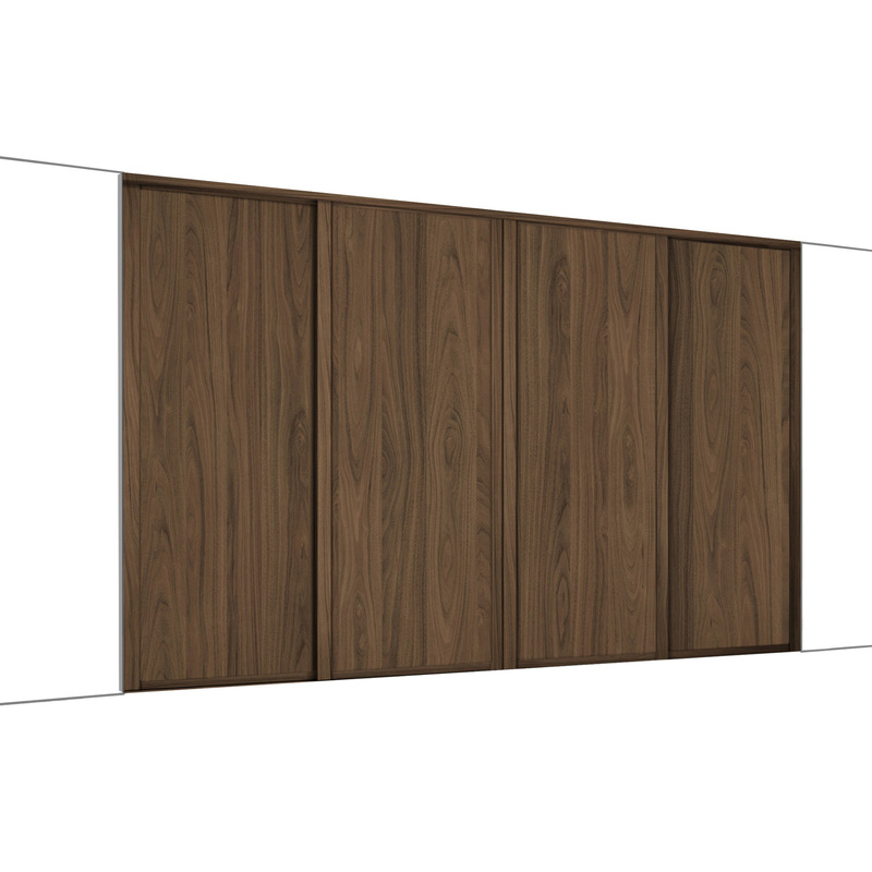 Spacepro Shaker 4 Door Sliding Wardrobe Kit Walnut 2290 x 2260mm