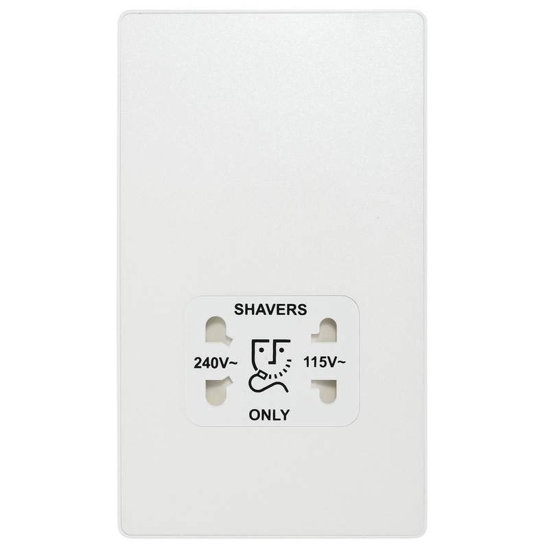 BG Evolve Pearlescent White (White Ins) Dual Voltage Shaver Socket 115/240V