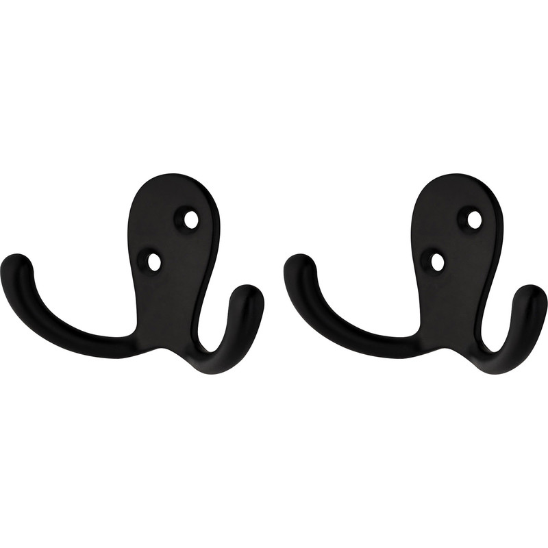 Robe Hook Double Matt Black