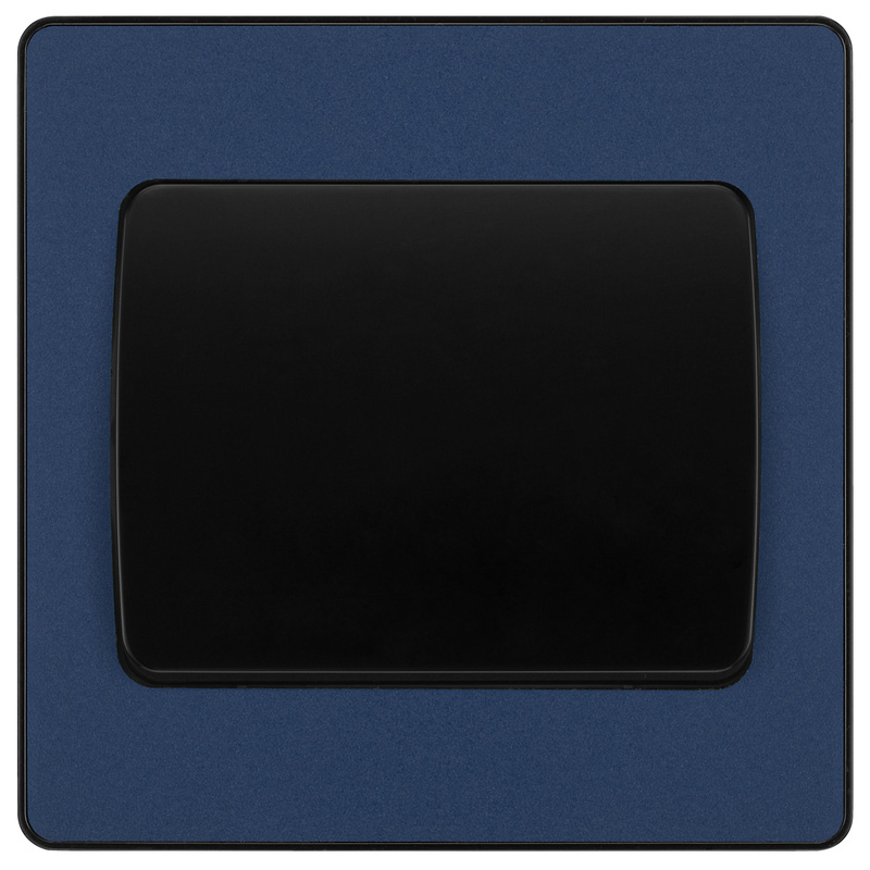 BG Evolve Matt Blue (Black Ins) Single Light Switch, 20A 16Ax, 2 Way, Wide Rocker