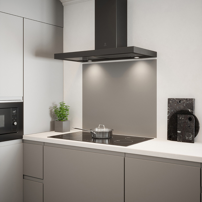 Splashback Matt Grey Self-Adhesive Glass Splashback 900 x 750mm