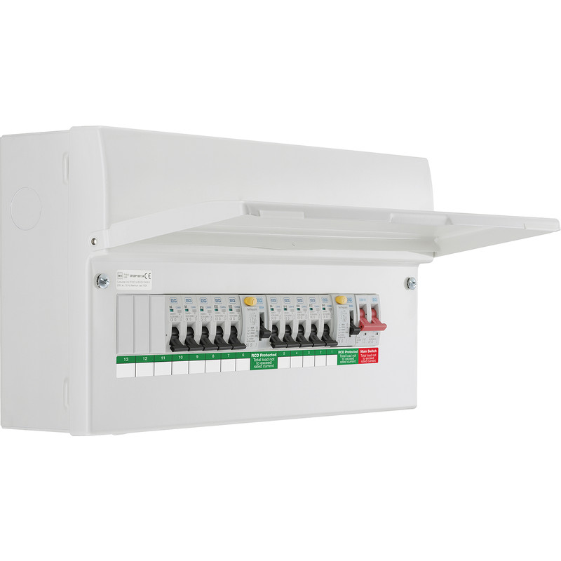 BG Metal Consumer Unit Dual 80A RCD Type A + 10 MCBs 13 Way