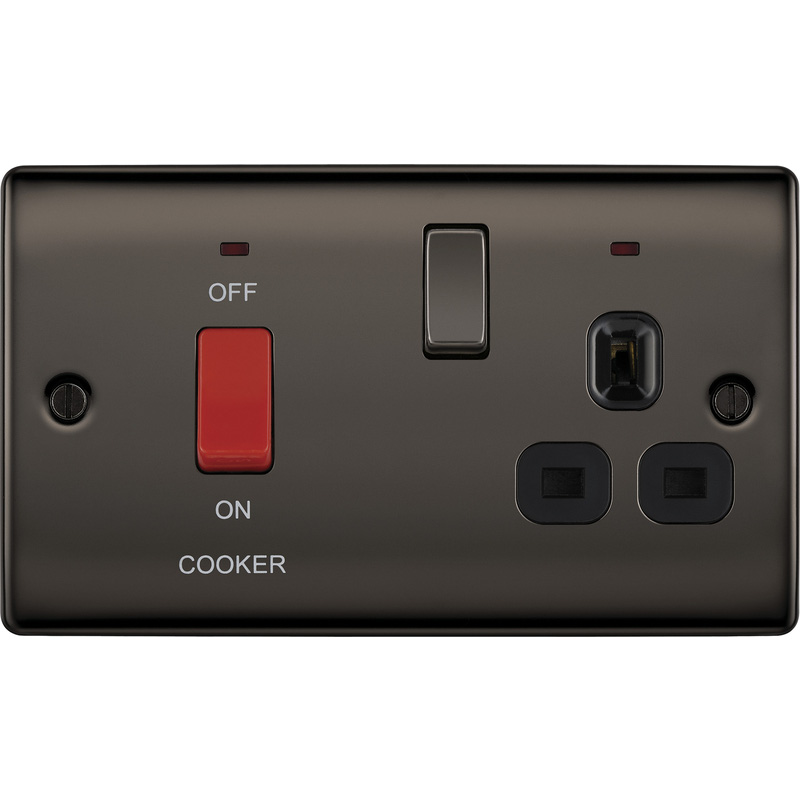 BG Black Nickel 45A Cooker Control Unit 13A Socket + Neon