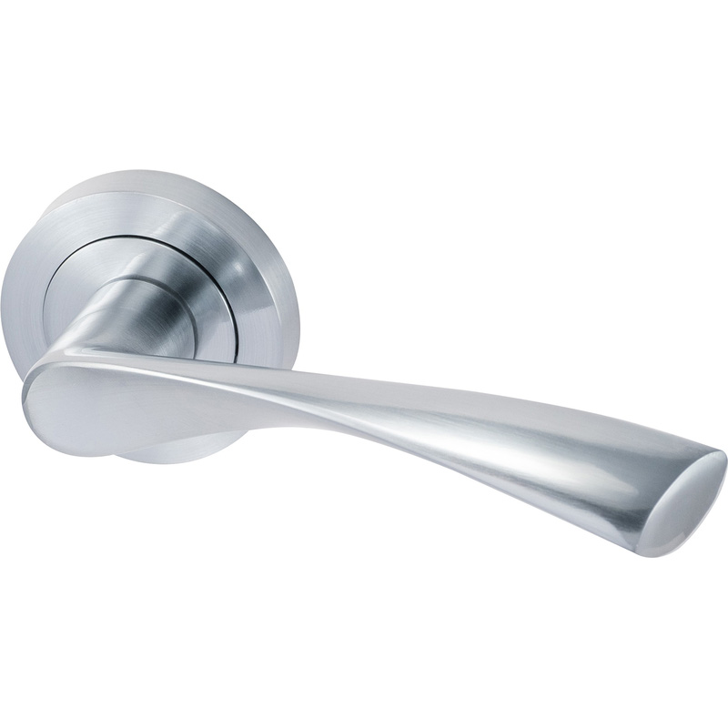 Eclipse Monza Lever on Rose Door Handles Satin Chrome