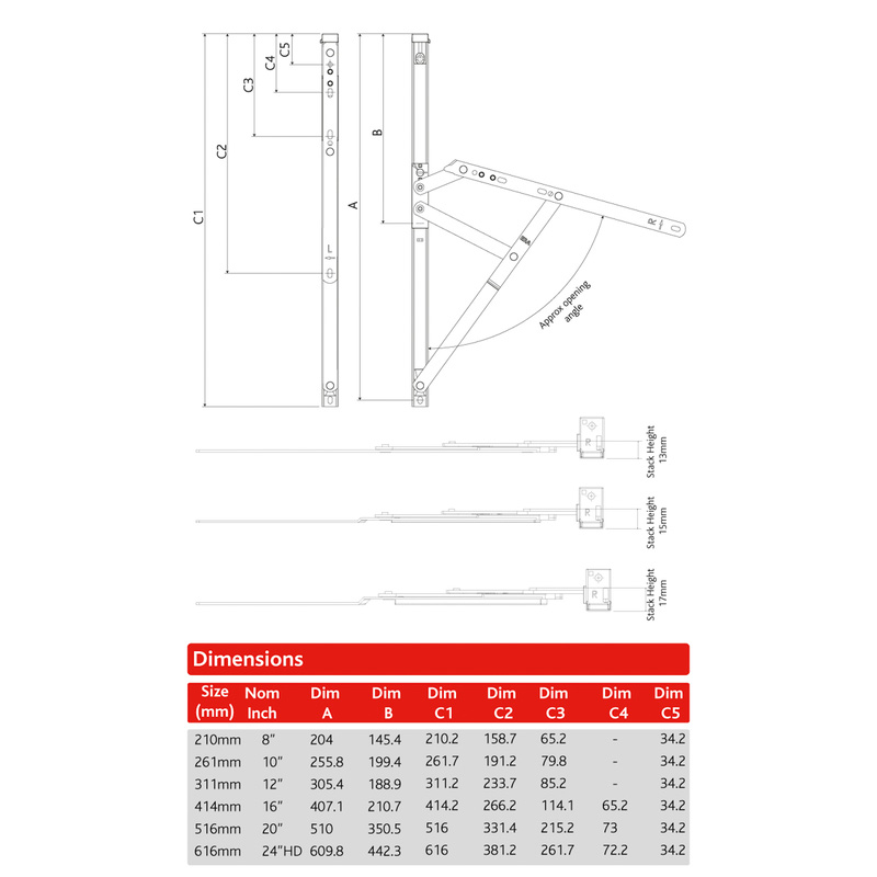 ERA Horizon Top Hung Window Hinge 311 x 17mm