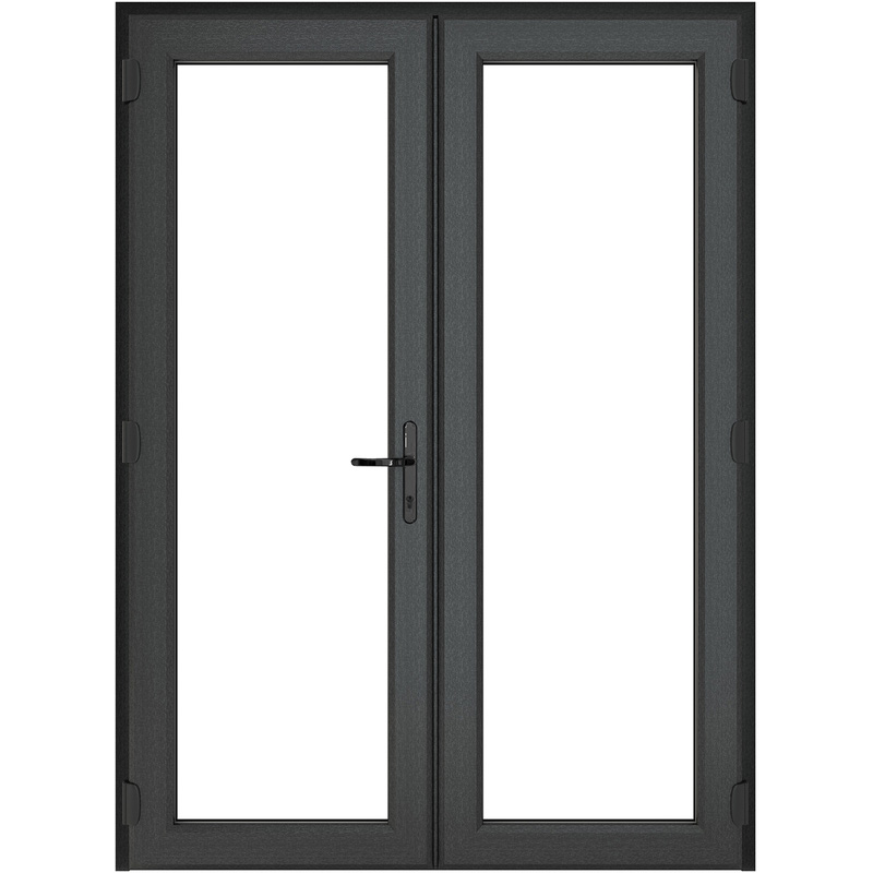 Crystal uPVC French Door Left Hand Master 1590mm x 2090mm Clear Triple Glazed Grey/White