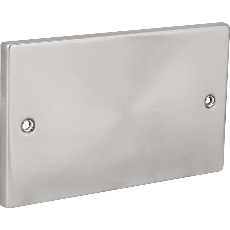 Click Deco Satin Chrome Blank Plate 2 Gang