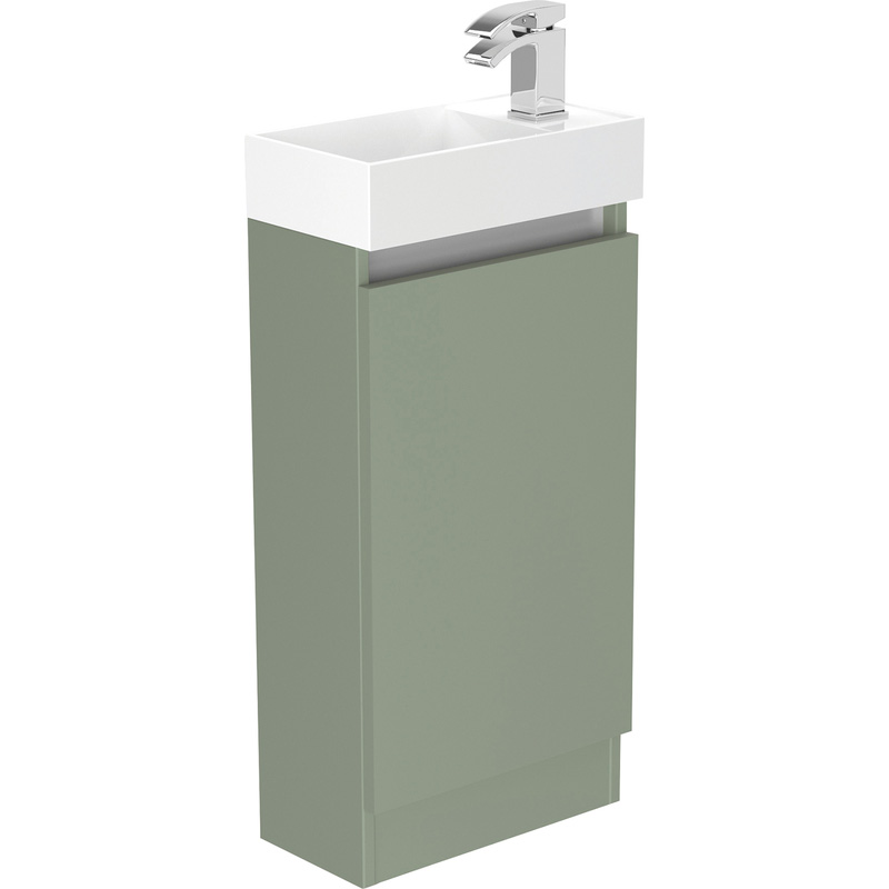 Newland Single Door Floor Standing Vanity Unit With Basin Sage Green 400mm