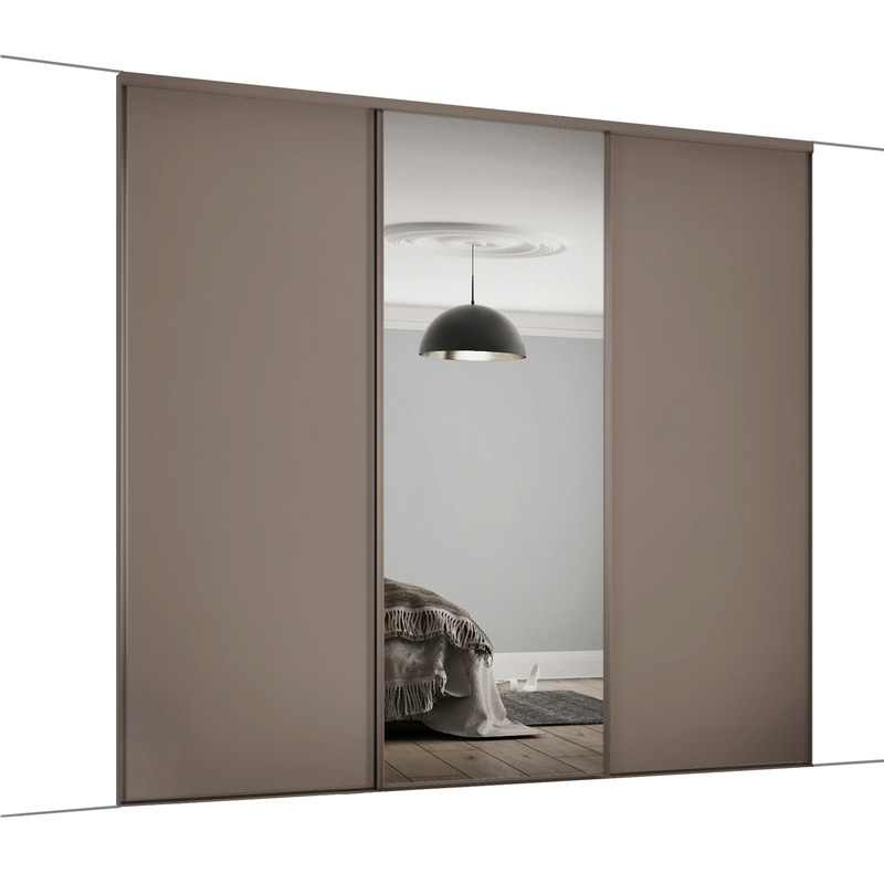 Spacepro Classic 3 Door Sliding Wardrobe Kit Stone Grey and Mirror 1760 x 2260mm