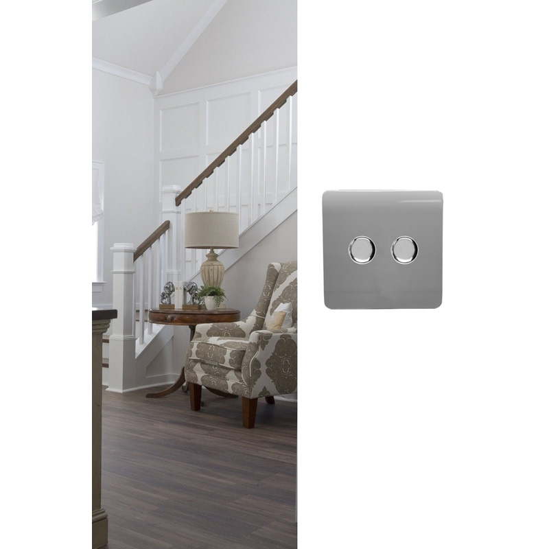 Trendiswitch Light Grey 2 Gang LED Dimmer Switch 2 Gang