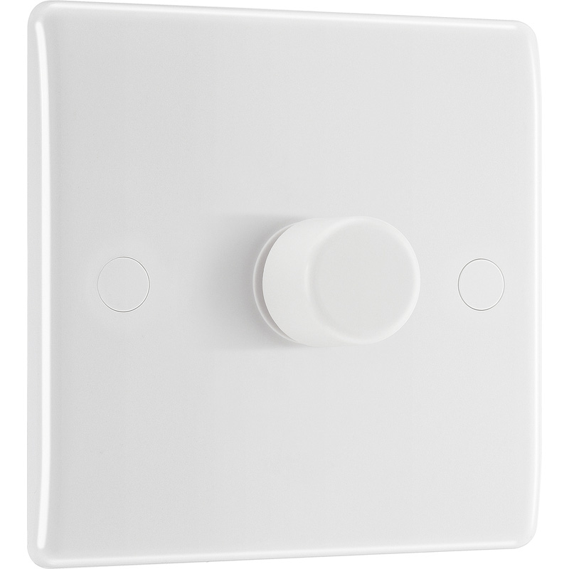 BG White Low Profile Intelligent LED Dimmer Switch 1 Gang 2 Way