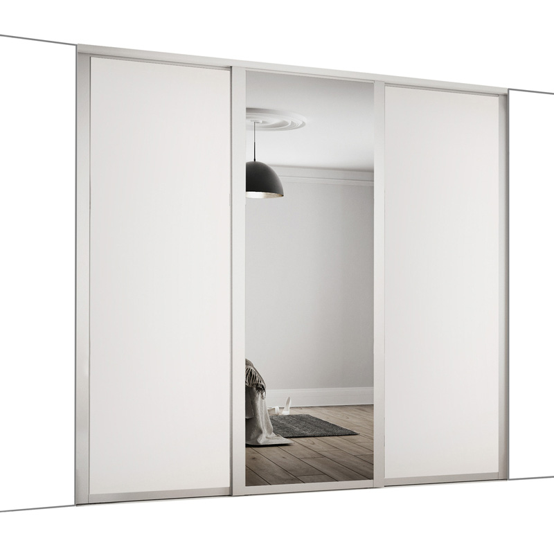 Spacepro Shaker 3 Door Sliding Wardrobe Kit White and Mirror 2592 x 2260mm