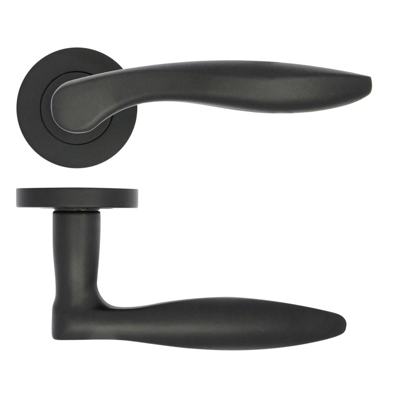 Stanza Cadiz Lever on Rose Door Handles Matt Black