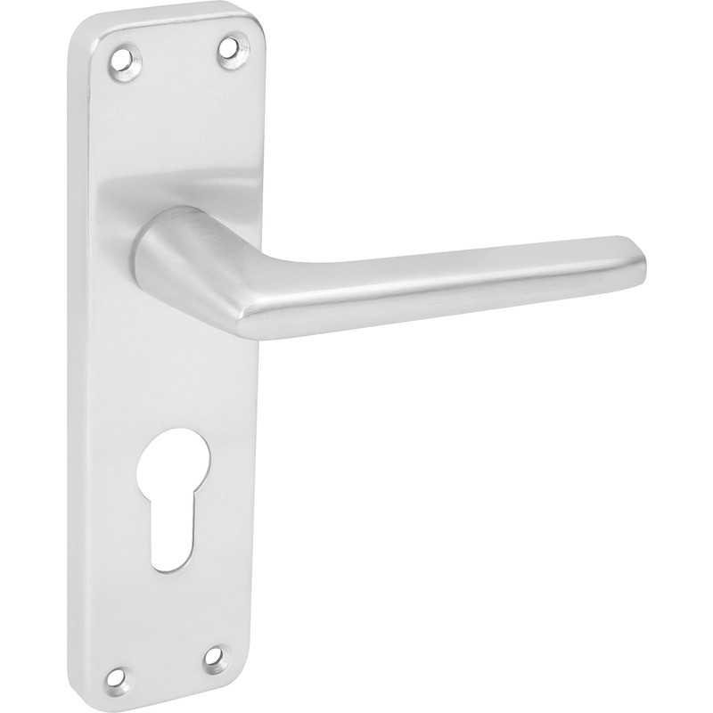Aluminium Door Handles Euro Lock Satin 154 x 41mm