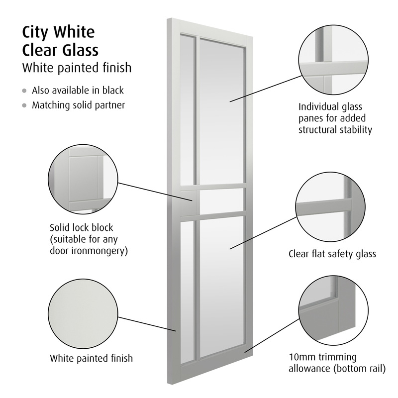 City White Clear Glass Internal Door 35 x 1981 x 610mm