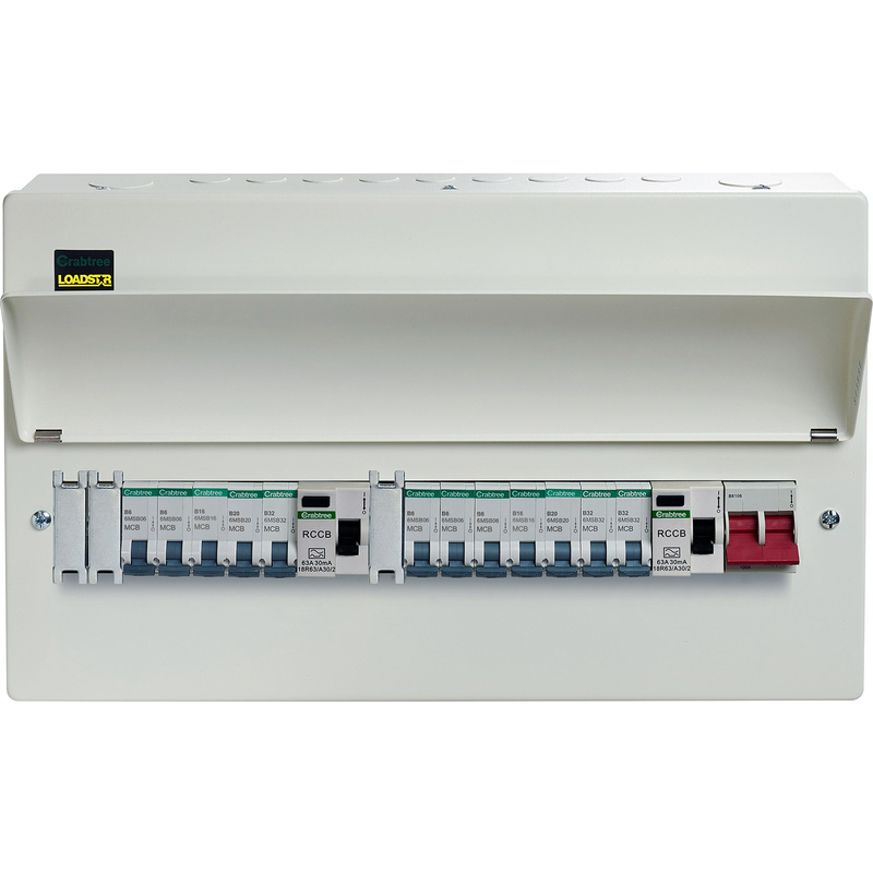 Crabtree Loadstar 15W Consumer Unit + 12 MCBs 63A Type A RCDs