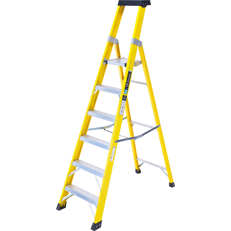 TB Davies Fibreglass Platform Step Ladder 6 Tread SWH 3.0m