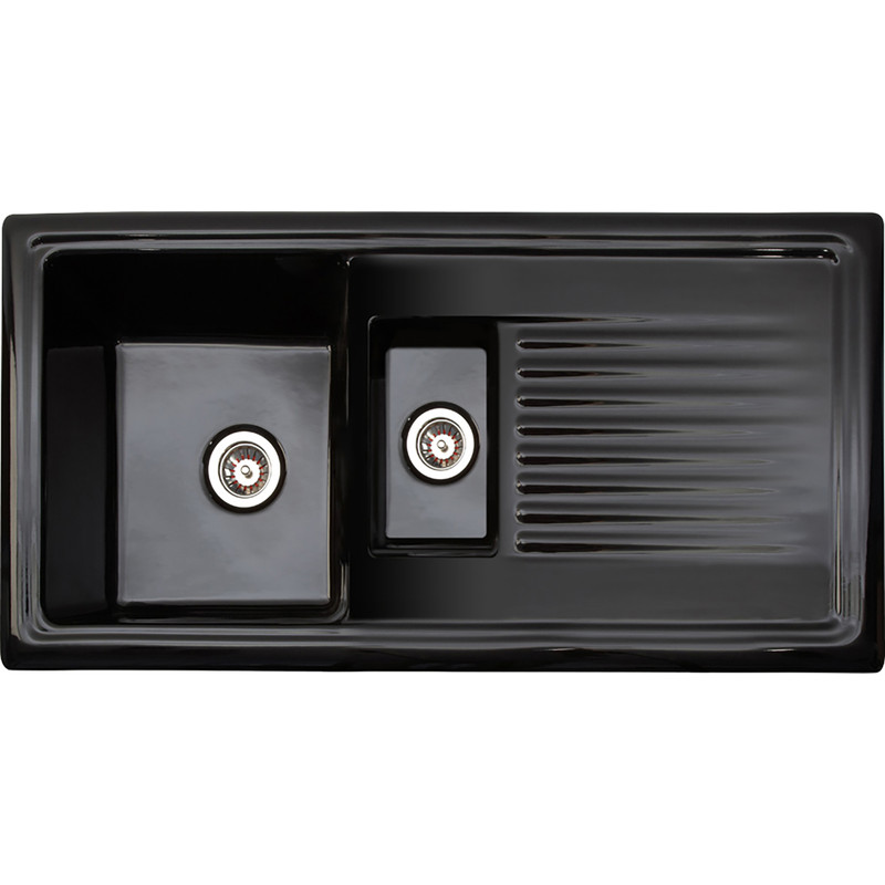 Reginox Reversible Ceramic Kitchen Sink & Drainer 1.5 Bowl Black