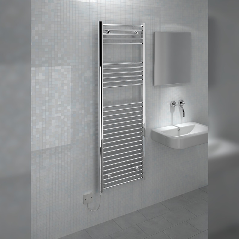 Kudox Electric Pre-Filled Chrome Flat Towel Radiator 1500 x 500mm 400W