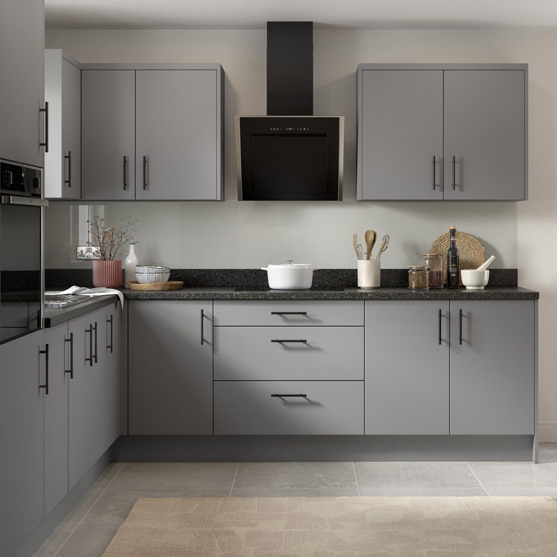 Kitchen Kit Flatpack Slab Kitchen Cabinet Pull Out Base Blind Corner Unit Ultra Matt Dust Grey