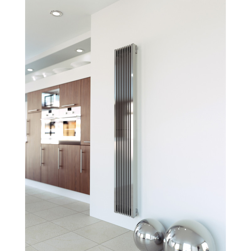 Aeon Stria Designer Radiator 2000 x 325mm Btu 6401 Brushed Stainless Steel