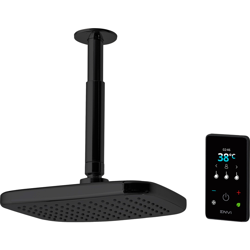 Triton ENVi Electric Shower with Ceiling Fed Fixed Head Black 10.5kW