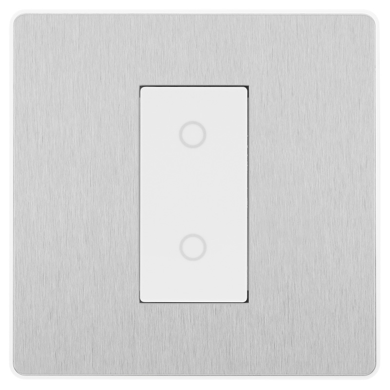 BG Evolve Brushed Steel (White Ins) 200W Single Touch Dimmer Switch, 2-Way Secondary