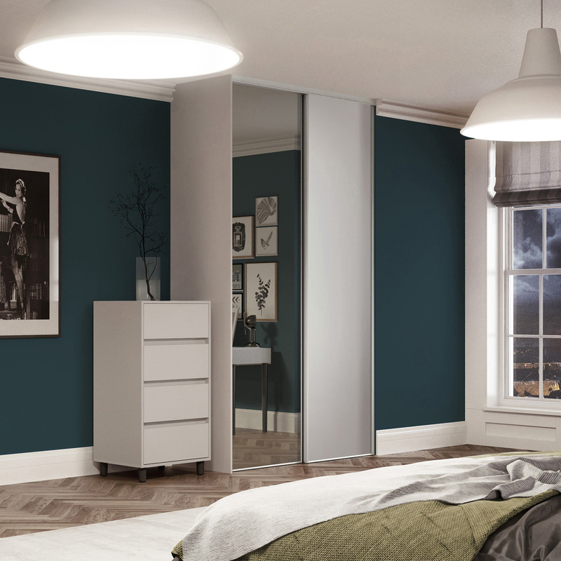 Spacepro Classic 2 Door Sliding Wardrobe Kit White and Mirror 1489 x 2260mm