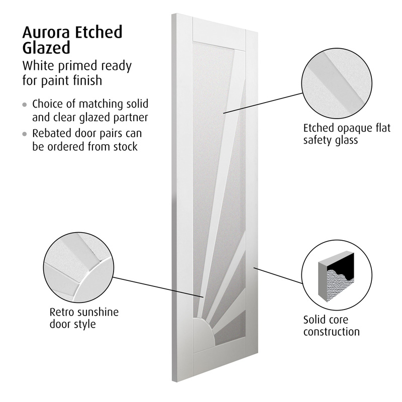 Aurora Etched Glazed White Internal Door 35 x 1981 x 686mm