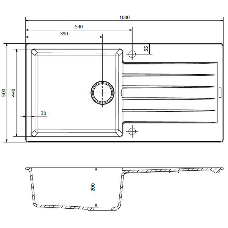 Reginox Harlem Reversible Composite Kitchen Sink & Drainer Single Bowl Grey