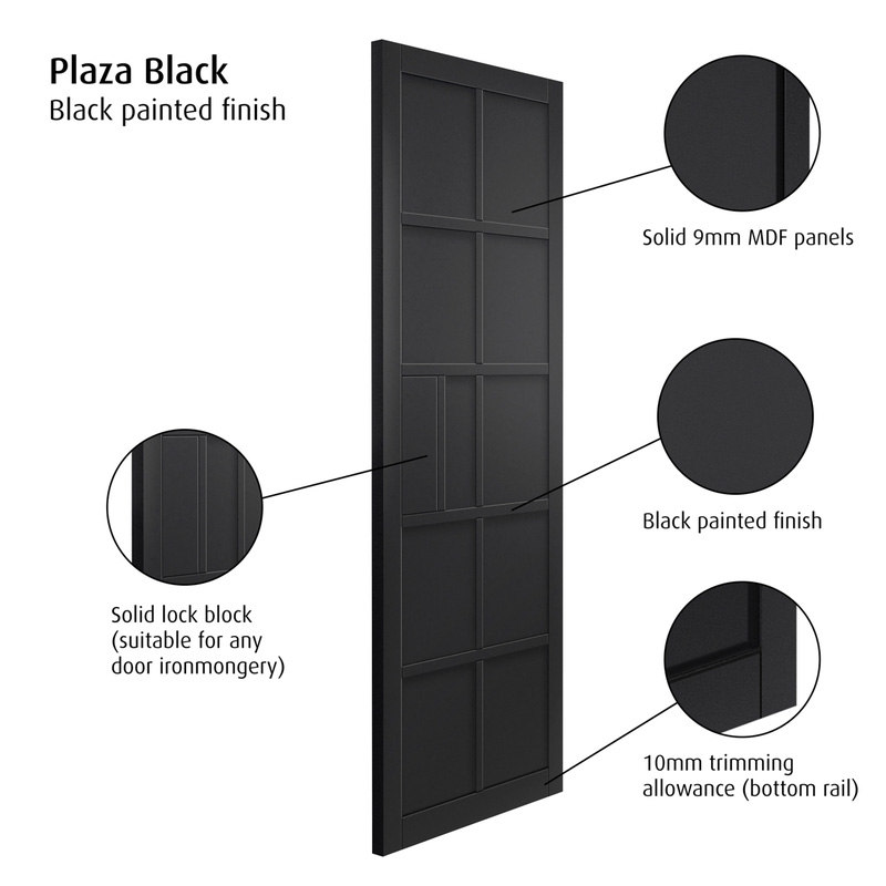 Plaza Black Internal Door 35 x 1981 x 610mm