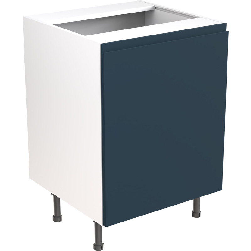 Kitchen Kit Flatpack J-Pull Kitchen Cabinet Base Sink Unit Ultra Matt Indigo Blue 600mm