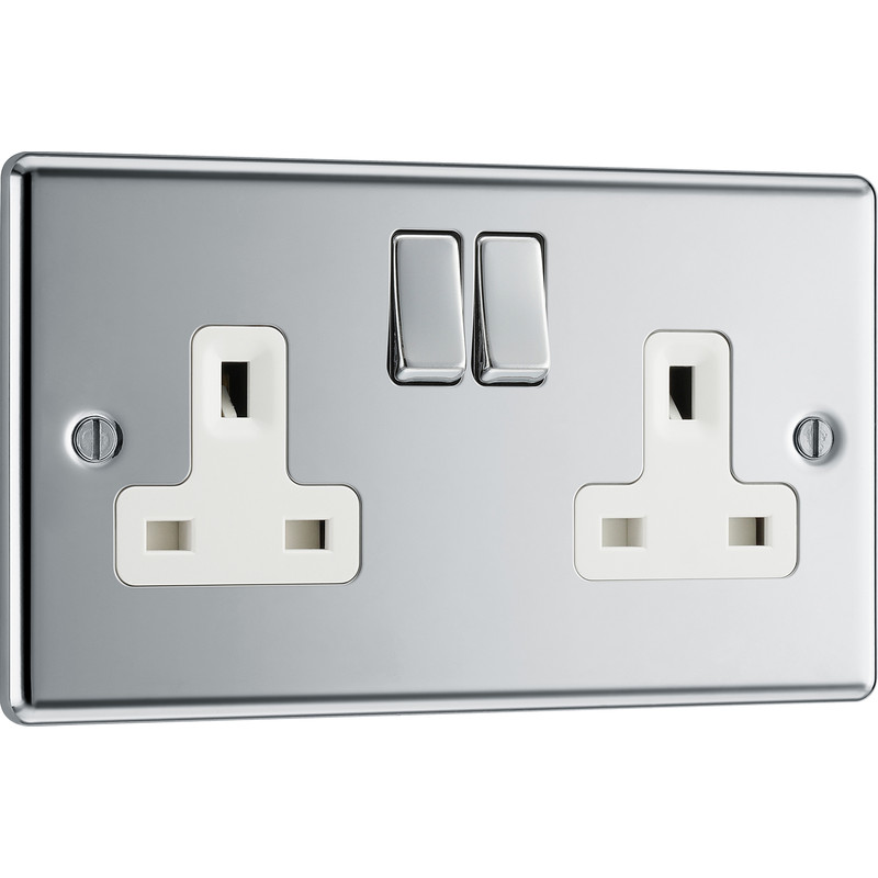 BG Polished Chrome 13A DP Switched Socket 2 Gang