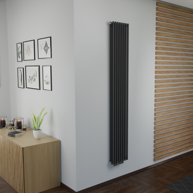 Ximax Kingston Duo Vertical Designer Radiator 1800 x 295mm 2777Btu Anthracite Structure