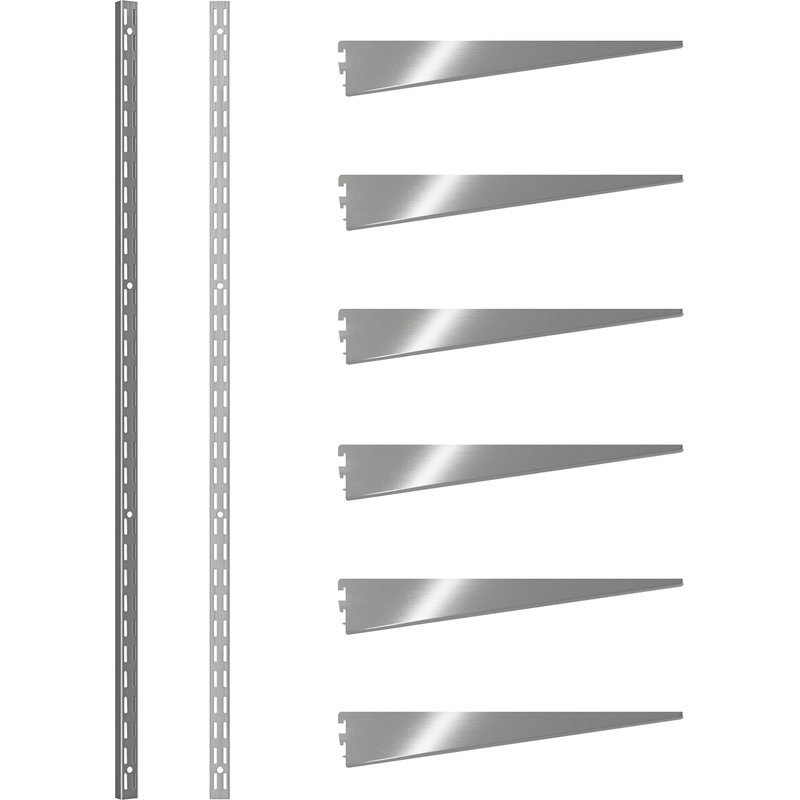 Rothley Krome Twin Slot Shelving Kit 1980mm Uprights (x2) & 470mm Brackets (x6)