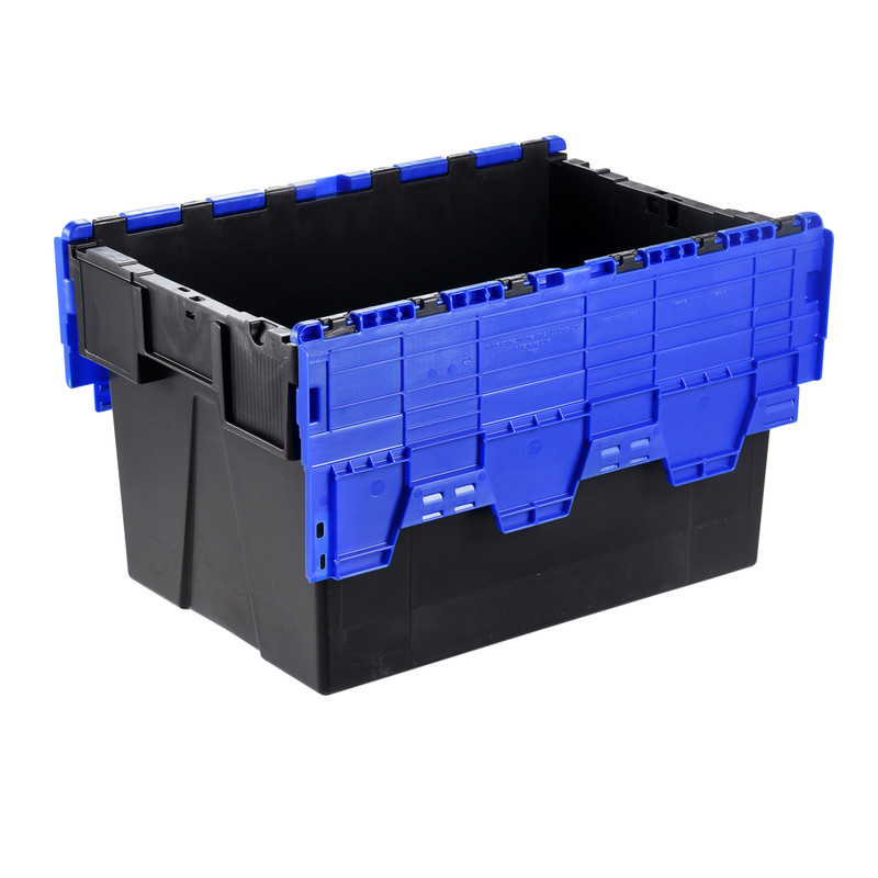 Euro Container 77L with Attached Lid 600 x 400 x 400mm - Blue Lid