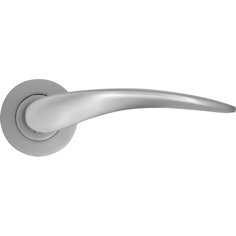 Stanza Merida Lever on Rose Door Handles Satin Chrome