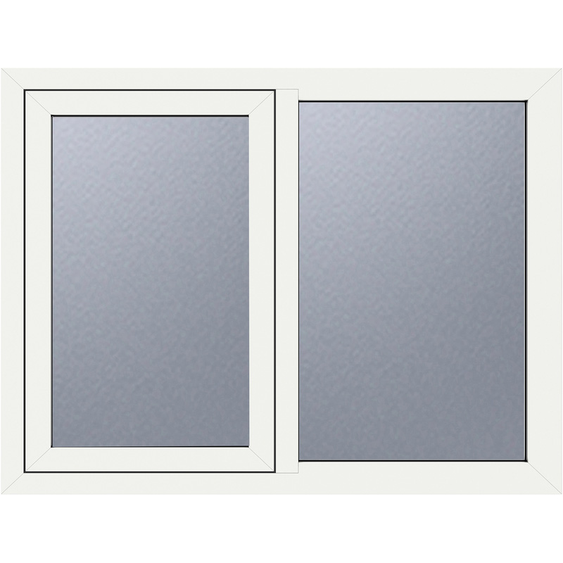 Crystal Casement uPVC Window Left Hand Opening Next To a Fixed Light 905mm x 965mm Obscure Triple Glazed White