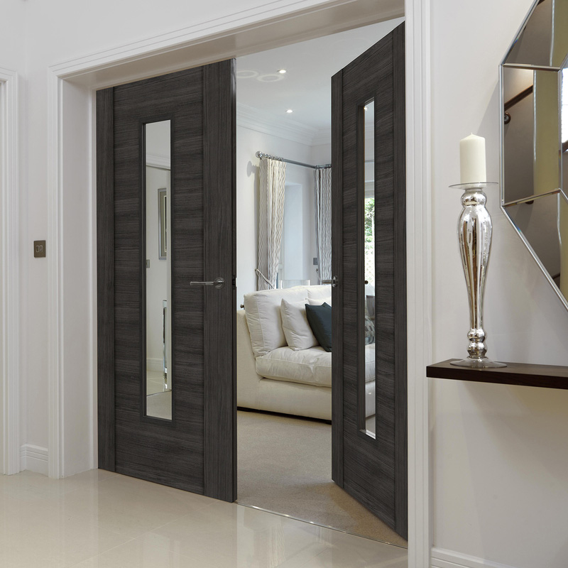 Alabama Cinza Clear Glazed Laminate Internal Door 35 x 1981 x 686mm