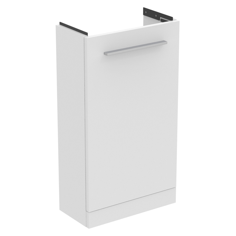 Ideal Standard i.life S Compact Cloakroom Wall Hung Vanity Unit with Basin Matt White 410mm with Brushed Chrome Handle