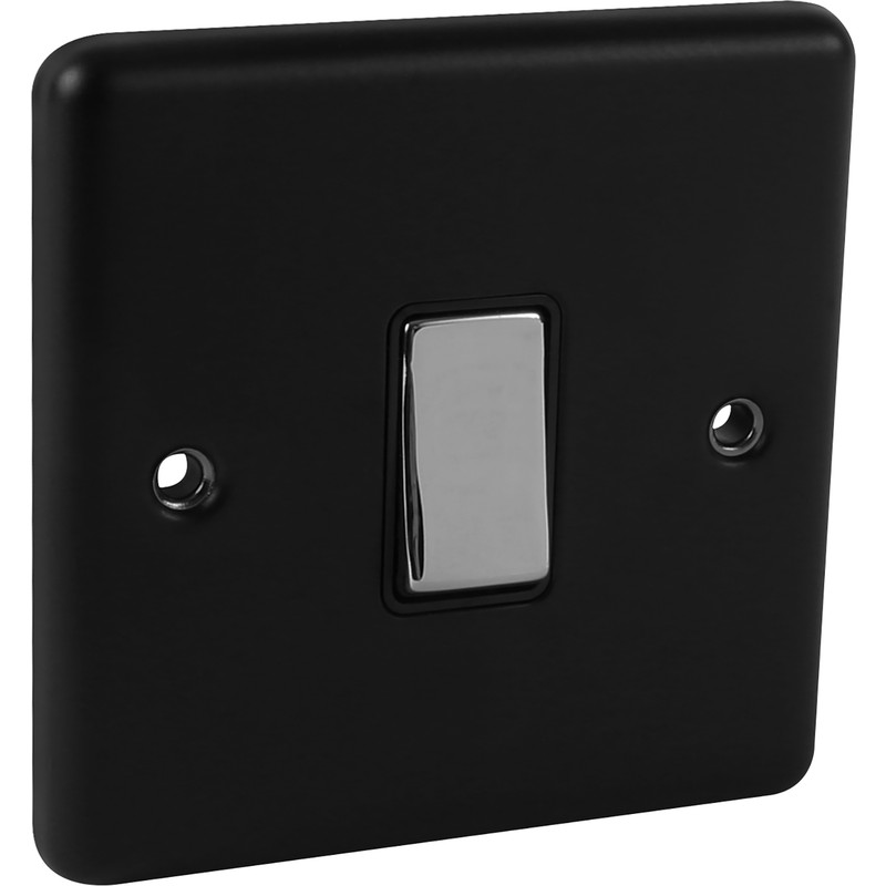 Wessex Matt Black Chrome Switch 1 Gang 2 Way