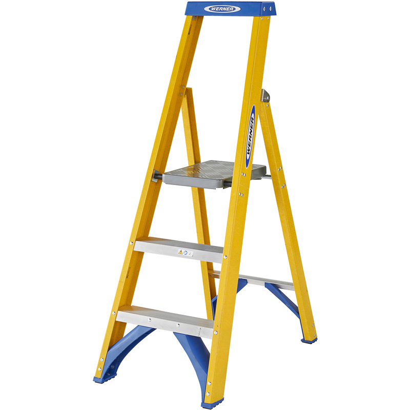 Werner Fibreglass Platform Stepladder 3 Tread
