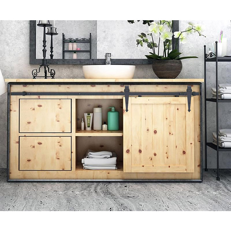 Coburn Flat Track Mini Arrowhead Hanger One Door System 750mm - Black Finish