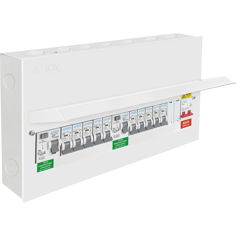 Axiom 12 Way High Integrity Type A Dual RCD Consumer Unit + 10 MCBs 12 Way