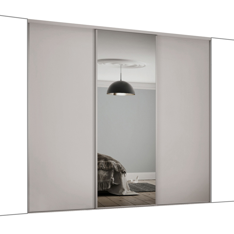 Spacepro Classic 3 Door Sliding Wardrobe Kit Dove Grey and Mirror 1760 x 2260mm