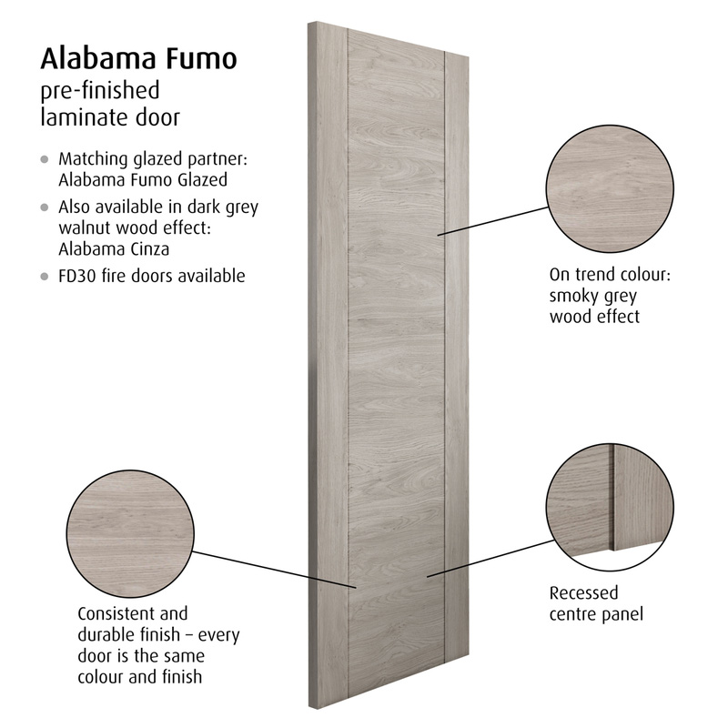 Alabama Fumo Laminate Internal Door FD30 44 x 1981 x 838mm