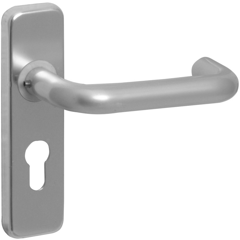 Aluminium Round Bar Door Handles Euro Lock Satin