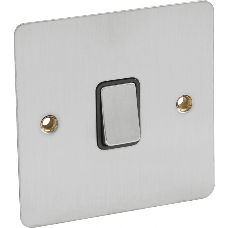 Flat Plate Satin Chrome DP Switch 20A